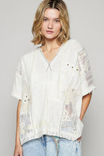 Load image into Gallery viewer, POL Ribbed Knit and Lace Top with Mixed Patches in Natural
