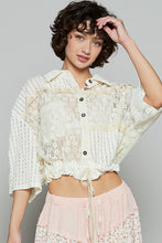 Load image into Gallery viewer, POL Textured Stipe and Floral Lace Top in Cream
