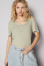 Load image into Gallery viewer, POL Ribbed Jersey Knit Round Neck Top in Dried Sage
