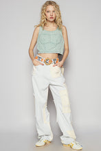 Load image into Gallery viewer, POL Denim Pants with Contrasting Patchwork Details in Mint Stripe
