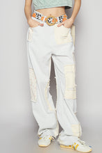 Load image into Gallery viewer, POL Denim Pants with Contrasting Patchwork Details in Mint Stripe
