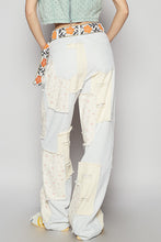 Load image into Gallery viewer, POL Denim Pants with Contrasting Patchwork Details in Mint Stripe
