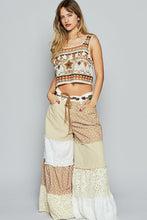 Load image into Gallery viewer, POL Contrasting Panel Patchwork Wide Leg Pants in Beige Multi
