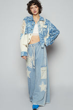 Load image into Gallery viewer, POL Floral Print Twill and Lace Jacket in Denim Multi
