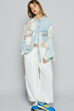 Load image into Gallery viewer, POL Twill Jacket with Floral and Lace Details in Denim

