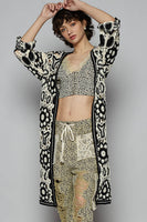 POL Open Front Crochet Cardigan in Black