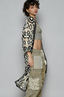 POL Open Front Crochet Cardigan in Black