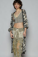 POL Open Front Crochet Cardigan in Black