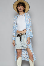 Load image into Gallery viewer, POL Open Front Crochet Cardigan in Blue
