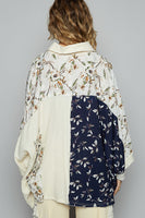 POL OVERSIZED Gauze and Floral Print Top in Natural Multi