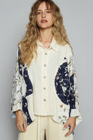 POL OVERSIZED Gauze and Floral Print Top in Natural Multi