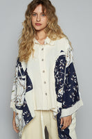 POL OVERSIZED Gauze and Floral Print Top in Natural Multi
