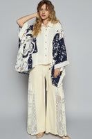 POL OVERSIZED Gauze and Floral Print Top in Natural Multi