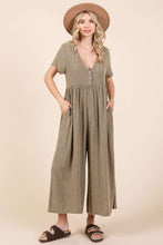 Load image into Gallery viewer, Mittoshop Mineral Washed Jumpsuit in Olive
