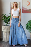 Oli & Hali Wide Leg Splatter Denim Jeans in Blue