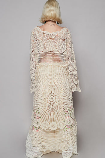 POL Asymmetrical Crochet Top in Natural ON ORDER