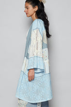 Load image into Gallery viewer, POL Open Front Mixed Cardigan with Patches in Sky Blue
