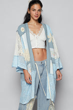 Load image into Gallery viewer, POL Open Front Mixed Cardigan with Patches in Sky Blue
