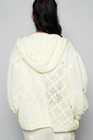 POL Textured Gauze and Lace Jacket in Natural