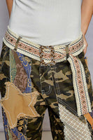 POL Embroidered Rhinestone Buckle Belt in Ivory/Mocha