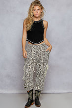 Load image into Gallery viewer, POL Distressed Denim Cargo Joggers in Cream Choco Leopard
