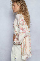 POL OVERSIZED Mixed Media Top in Red Multi