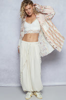 POL OVERSIZED Mixed Media Top in Red Multi