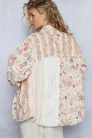 POL OVERSIZED Mixed Media Top in Red Multi