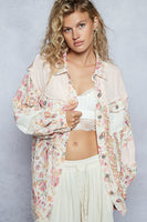 POL OVERSIZED Mixed Media Top in Red Multi