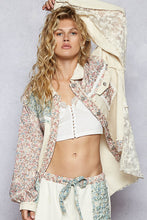 Load image into Gallery viewer, POL Twill Lace and Floral Print Button Down Top in Oatmilk
