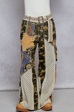 Load image into Gallery viewer, POL Relaxed Fit Twill Patchwork Pants in Camo/Blue Multi

