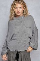 POL Solid Color Hacci Knit Sweater in Whisper Grey