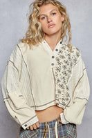 POL Mix n Match Semi Cropped Hooded Top in Cream