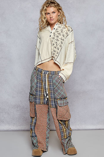 POL Mix n Match Semi Cropped Hooded Top in Cream