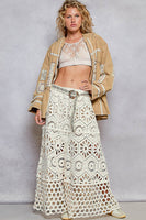 POL Tiered Twill Hooded Jacket with Patchwork Details in Mocha