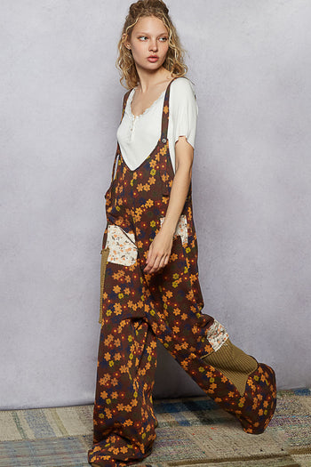 POL Floral Print Jumpsuit in Choco Multi