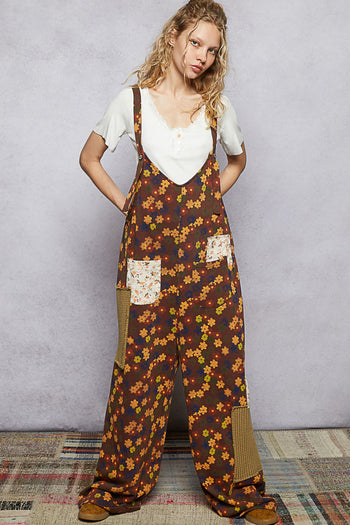 POL Floral Print Jumpsuit in Choco Multi