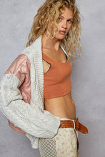 Load image into Gallery viewer, POL Cotton Knit and Quilted Patch Button Front Cardigan in Ivory/Pink
