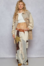 Load image into Gallery viewer, POL Quilted and Knit Long Loose Fit Jacket in Chocolate Multi
