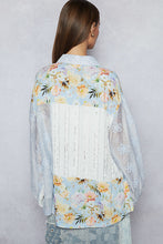 Load image into Gallery viewer, POL Mixed Media Patchwork Top in Cloud Blue
