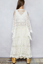 Load image into Gallery viewer, POL Long Sheer Embroidered Crochet Cardigan in White
