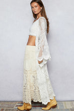 Load image into Gallery viewer, POL Long Sheer Embroidered Crochet Cardigan in White
