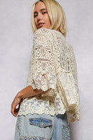 POL Crochet Lace Cardigan in Natural