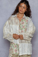 POL Mixed Media Patchwork Top in Natural