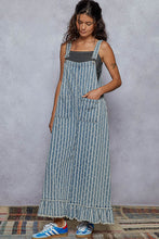Load image into Gallery viewer, POL Denim Striped and Textured Wide Leg Overalls in Stripe Denim ON ORDER
