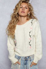 Load image into Gallery viewer, POL Knit Sweater with Floral Embroidery in Powder Cream
