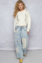 Load image into Gallery viewer, POL Knit Sweater with Floral Embroidery in Powder Cream
