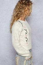 Load image into Gallery viewer, POL Knit Sweater with Floral Embroidery in Powder Cream

