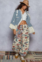 Load image into Gallery viewer, POL Twill Textured Cardigan with Star and Moon Patches in Denim

