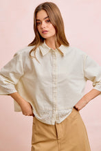Load image into Gallery viewer, BiBi Eyelet Lace Hem Quarter Sleeve Top in Butter
